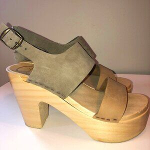 No. 6 Store - Two Tone Clog platform sandals Size 5  Size 35